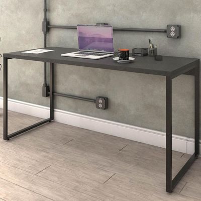 Kit Mesa Para Escritório Com Estante 150 Cm Preto Onix