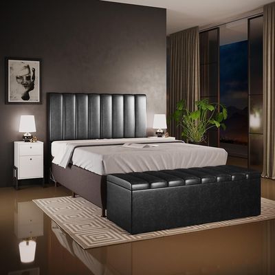 Calçadeira Recamier Baú Casal 140X50 Cm Preto