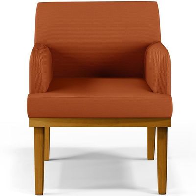 Kit 02 Poltronas Decorativas Sala De Estar Beatriz Base Mel W01 Tecido Terracota