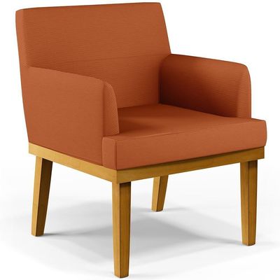 Kit 02 Poltronas Decorativas Sala De Estar Beatriz Base Mel W01 Tecido Terracota