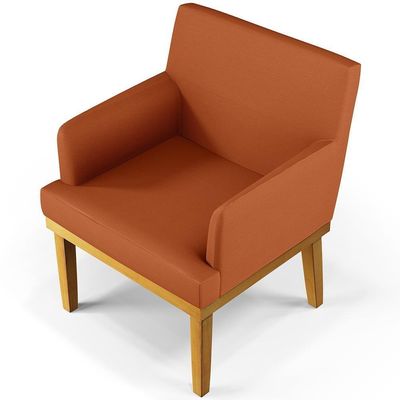 Kit 02 Poltronas Decorativas Sala De Estar Beatriz Base Mel W01 Tecido Terracota
