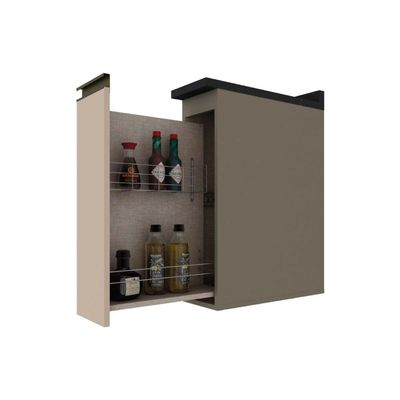 Balcão de Cozinha Modulado c/ Porta Condimentos Connect s/ Tampo 20cm Duna/Cristal - Henn