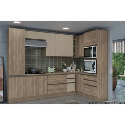 Armário Aéreo p/ Cozinha Maxxi G770 1 Porta Basculante c/Vidro 80cm Nogal - Kappesberg