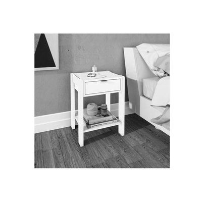 Mesa Cabeceira Infantil AZ1016 c/ 1 Gaveta Branco - Tecno Mobili