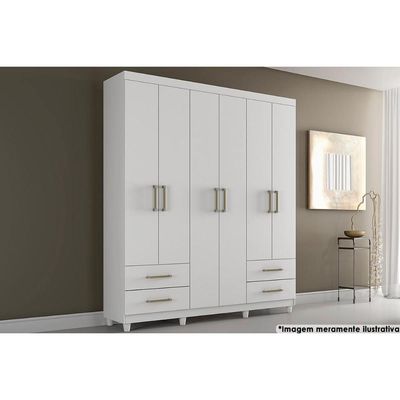 Guarda Roupa Solteiro 6 Portas e 4 Gavetas Canadá Branco - Conquista