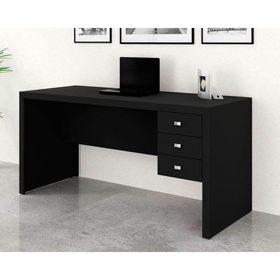 Mesa de Computador Solteiro ME4113 c/ 3 Gavetas Preto - Tecno Mobili
