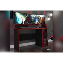 Mesa de Computador Solteiro Gamer MSM 448 Preto/Vermelho - Movelbento