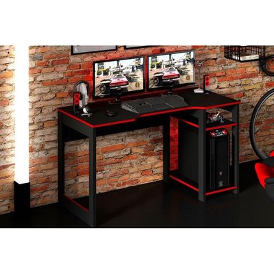 Mesa de Computador Solteiro Gamer ME4152 Preto/Vermelho - Tecno Mobili