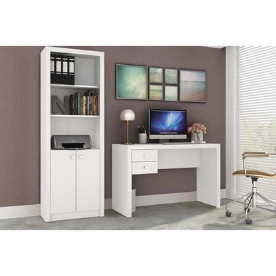 Mesa de Computador Solteiro ME-4123 c/ 2 Gavetas Amêndoa - Tecno Mobili