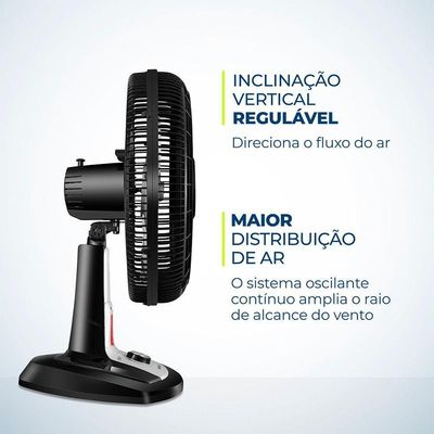Ventilador De Mesa 40cm Mondial Vtx-40-8p-rl Turbo 8 Pas Repelente Liquido Preto Com Prata 220 V