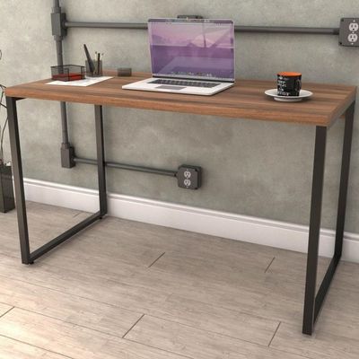 Kit Mesa Para Escritório Com Estante 120 Cm Nogal