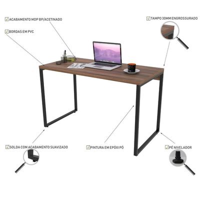 Kit Mesa Para Escritório Com Estante 120 Cm Nogal