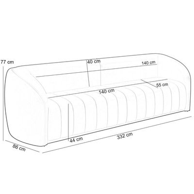 Kit Sofá 05 Lugares Para Sala 332 Cm Com 02 Poltronas Lazio M03 Bouclê Bege Claro - Lyam Decor