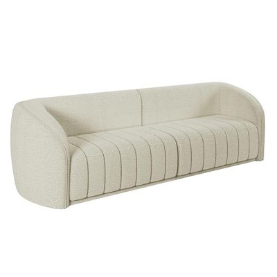 Kit Sofá 05 Lugares Para Sala 332 Cm Com 02 Poltronas Lazio M03 Bouclê Bege Claro - Lyam Decor