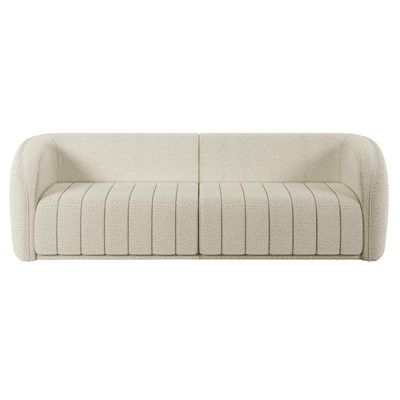 Kit Sofá 04 Lugares Para Sala 252 Cm Com 02 Poltronas Lazio M03 Bouclê Bege Claro - Lyam Decor