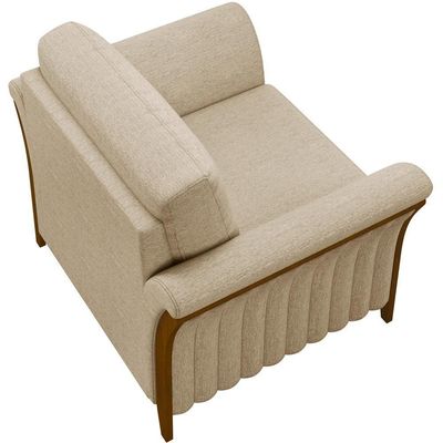 Kit Sofá 02 Lugares 162Cm Com Poltrona M03 Bege Escuro