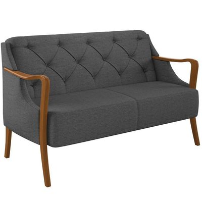Kit Sofá 02 Lugares 135Cm Com Poltrona Coral M03 Chumbo