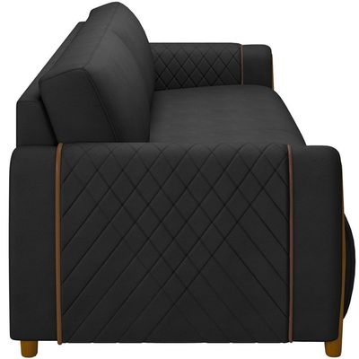 Kit Sofá 2 Lugares 168Cm Com 02 Poltronas Flora M03 Preto