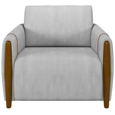 Kit Sofá 03 Lugares 223Cm Com 02 Poltronas Flora M03 Cinza