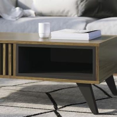 Mesa de Centro Colibri Jeri MDP com Pés de Madeira Maciça Marrom