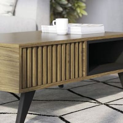 Mesa de Centro Colibri Jeri MDP com Pés de Madeira Maciça Marrom