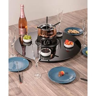 Centro de Mesa Giratório Forma F.Collection em Vidro Preto - 60 cm
