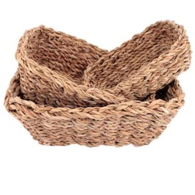 Conjunto de Cestas em Fibra Natural L`Hermitage 23371 Retangulares – 3 Peças