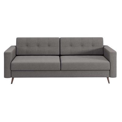 Sofá 3 Lugares Living Pé Palito Linho Cotton Cinza 180 cm