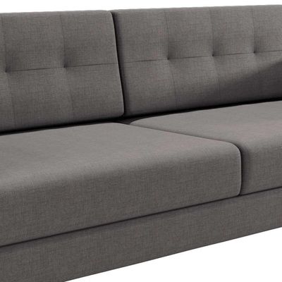 Sofá 3 Lugares Living Pé Palito Linho Cotton Cinza 180 cm