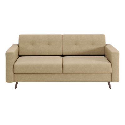 Sofá 2 Lugares Living Pé Palito Linho Cotton Bege