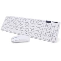 Kit Teclado e Mouse Sem Fio Wifi Usb 1600dpi 2.4ghz Branco