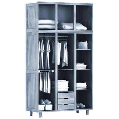 Guarda-roupa Solteiro 6 Portas Espelho 3 Gavetas