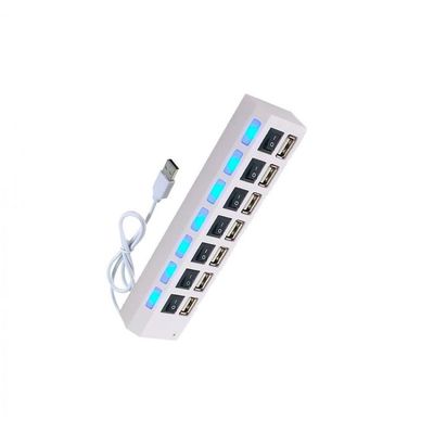 Hub 7 Portas USB 2.0 Led Indicador Entrada para Fonte Branco