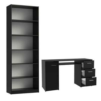 Escrivaninha Alaska e Estante Livreiro 6908 Preto