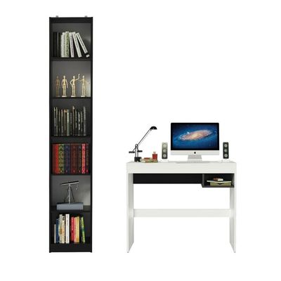 Escrivaninha Rubi e Estante Livreiro 6906 Branco Preto