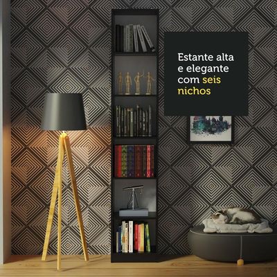 Escrivaninha Rubi e Estante Livreiro 6906 Branco Preto