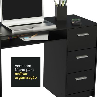 Escrivaninha Alaska e Estante Livreiro 6907 Preto