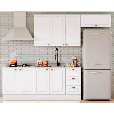 Cozinha Completa Americana (2 Aéreos, 2 Balcões, 1 Complemento) 5 Peças Branco - Henn