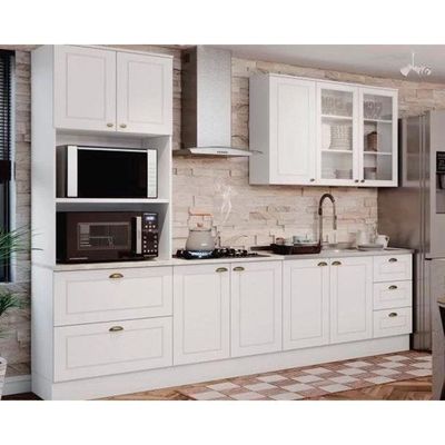 Cozinha Completa Americana (1 Aéreo, 2 Balcões, 1 Paneleiro, 1 Complemento) 5 Peças Branco - Henn