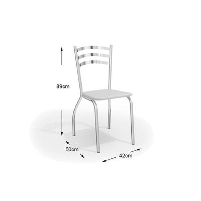 Kit Mesa Volga C- Tampo Vidro 95cm + 4 Cadeiras Portugal Cromado Courano Preto