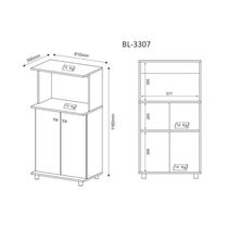 Balcão Multiuso Cozinha BL-3307 c/ 2 Portas e Nicho p/ Microondas 60cm Branco - Tecno Mobili