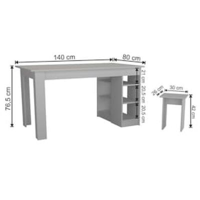 Mesa Nova Móbile Multi com 4 Bancos, Nicho e Prateleira Branco