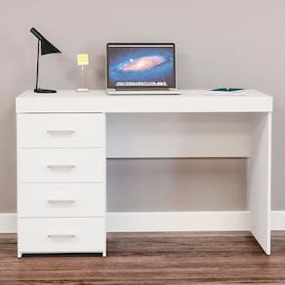 Mesa para Computador ou Escritório Politorno Malta com 4 Gavetas Branco