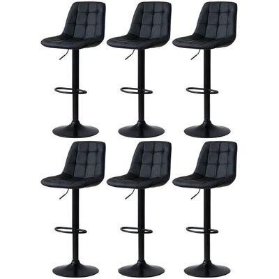 Kit 6 Banqueta Alta Elegance Estofada Com Base Giratória E Regulagem De Altura - Preto