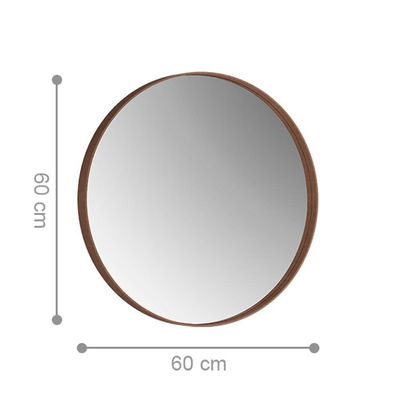 Espelho Redondo Decorativo 60 Cm Genova Castanho
