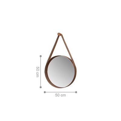 Espelho Redondo Decorativo 50 Cm Com Alça Catania Castanho
