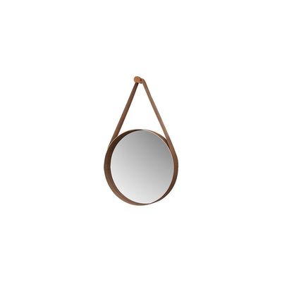 Espelho Redondo Decorativo 50 Cm Com Alça Catania Castanho