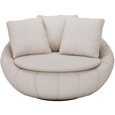 Poltrona Para Sala De Estar Giratória Kira M03 Cru