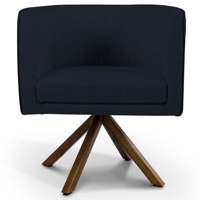 Poltrona Base Giratória De Madeira Corano Preto C-05
