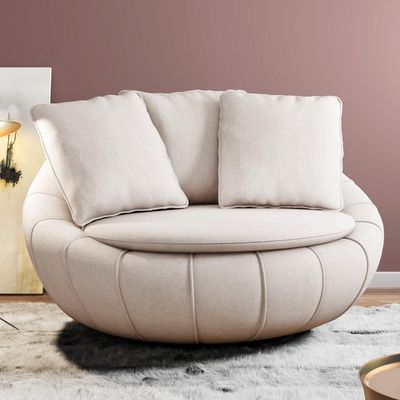 Poltrona Para Sala De Estar Giratória Kira M03 Cru